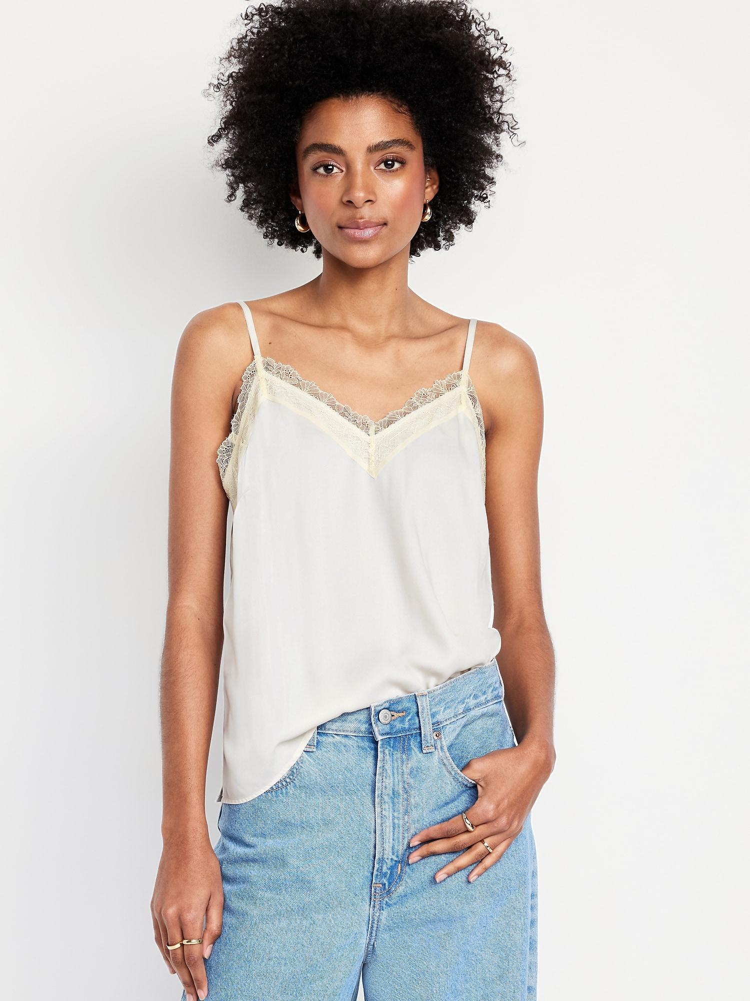 lace-trim satin cami top