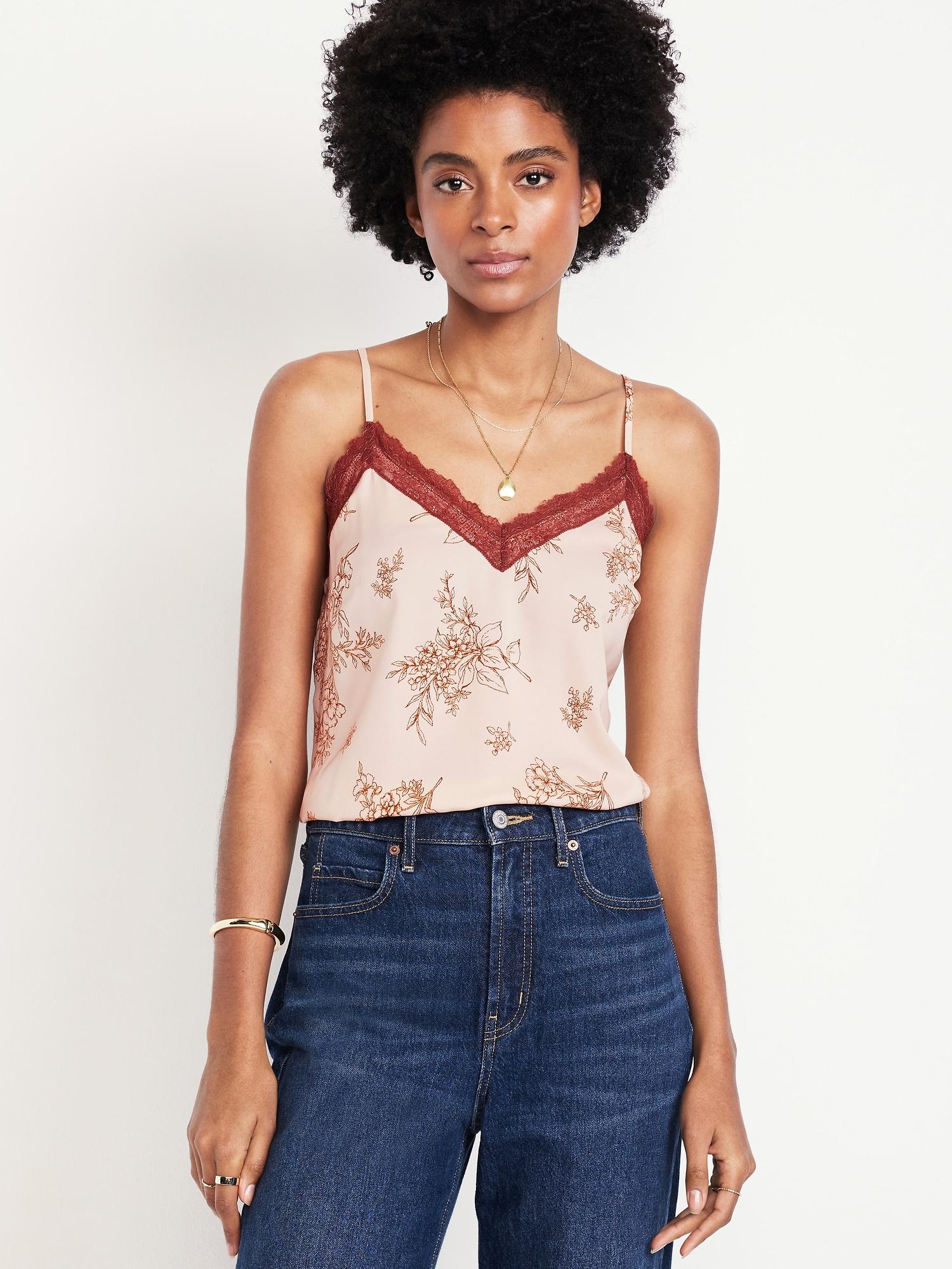 lace-trim satin cami top