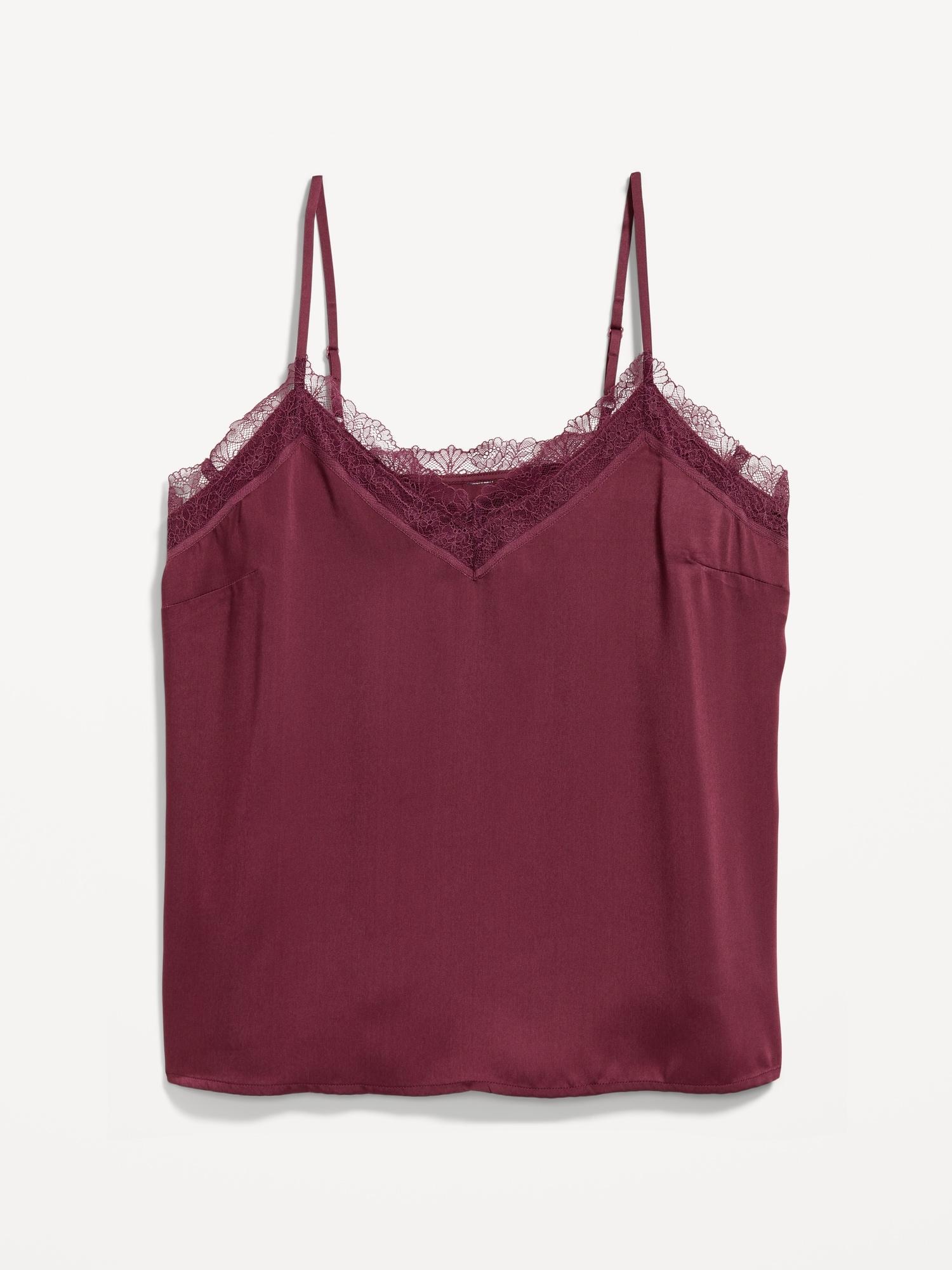 lace-trim satin cami top