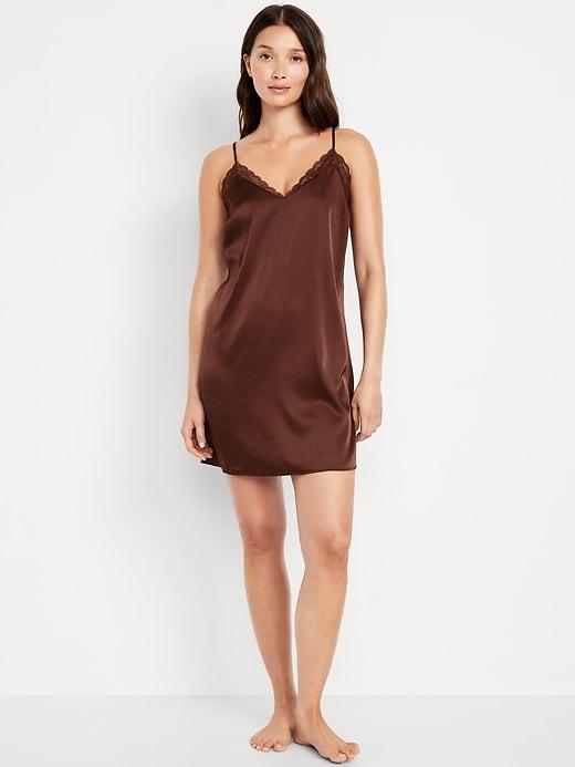 lace-trim satin nightgown