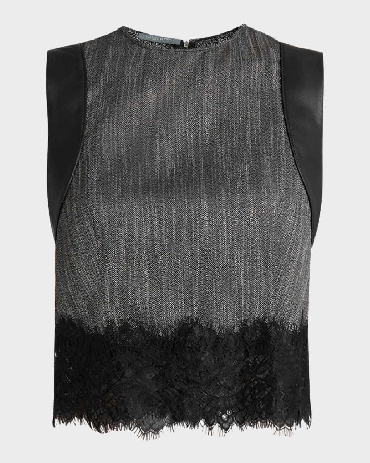 lace-trim sleeveless crop top