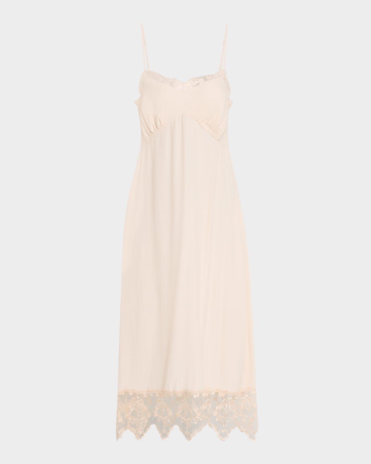 lace-trim slip dress