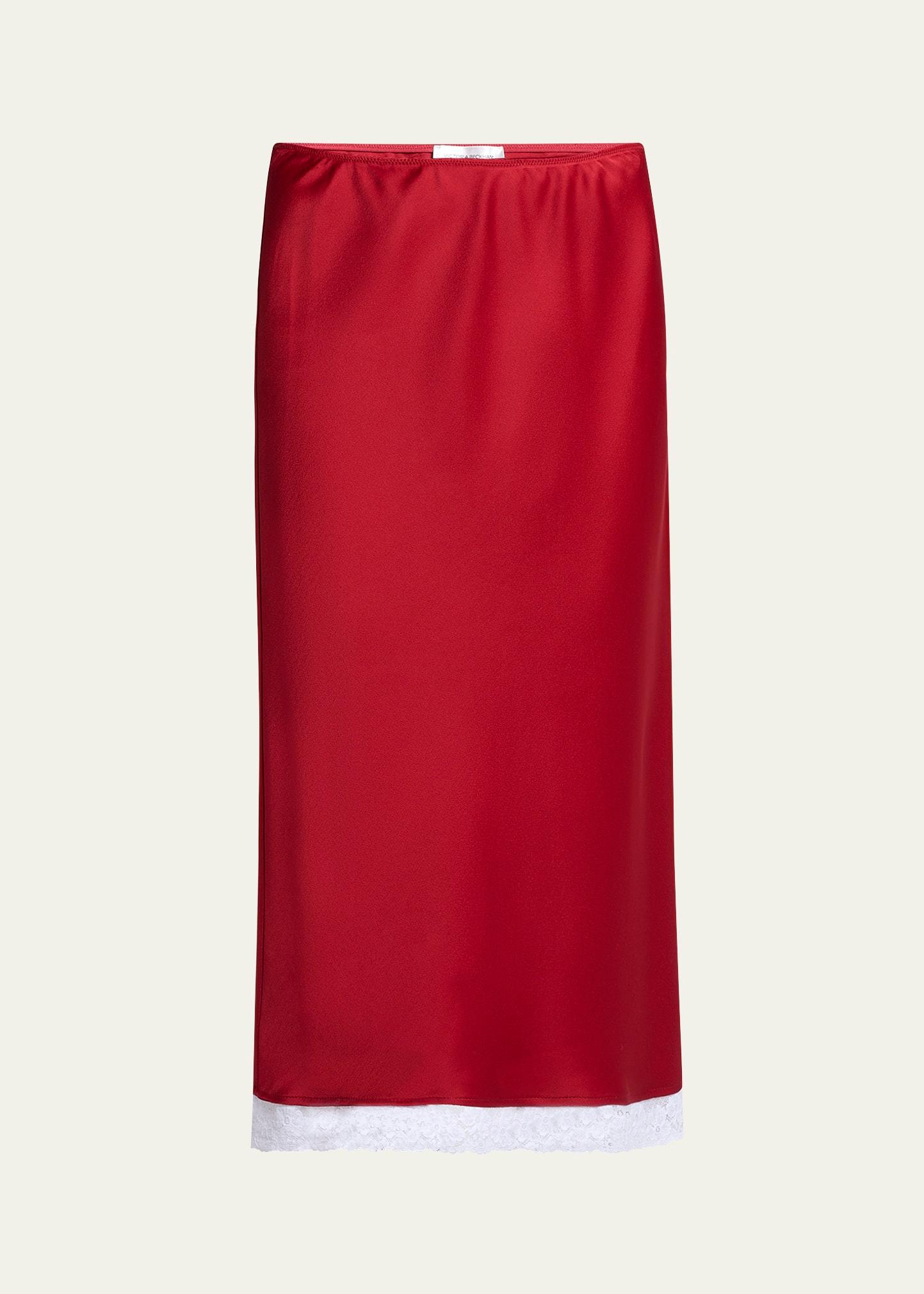 lace trim slip skirt