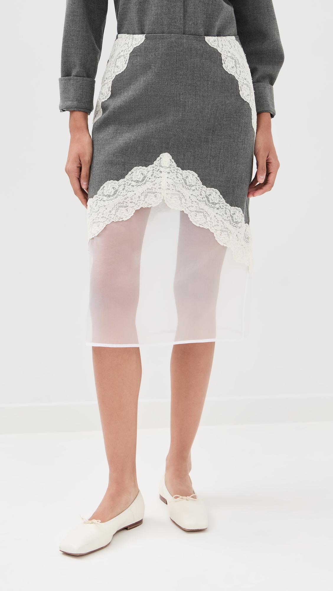 lace trim wool skirt