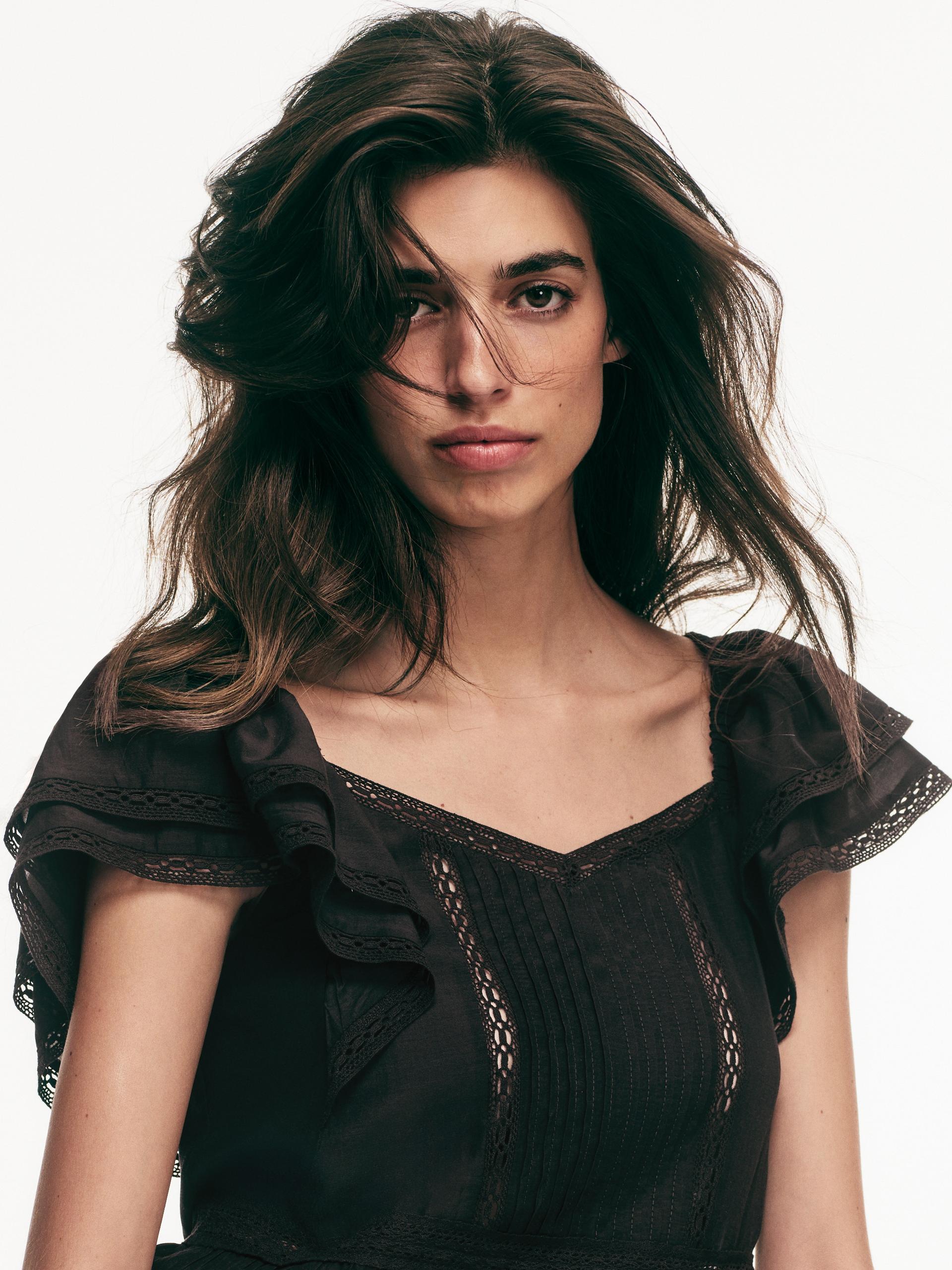 lace-trimmed blouse