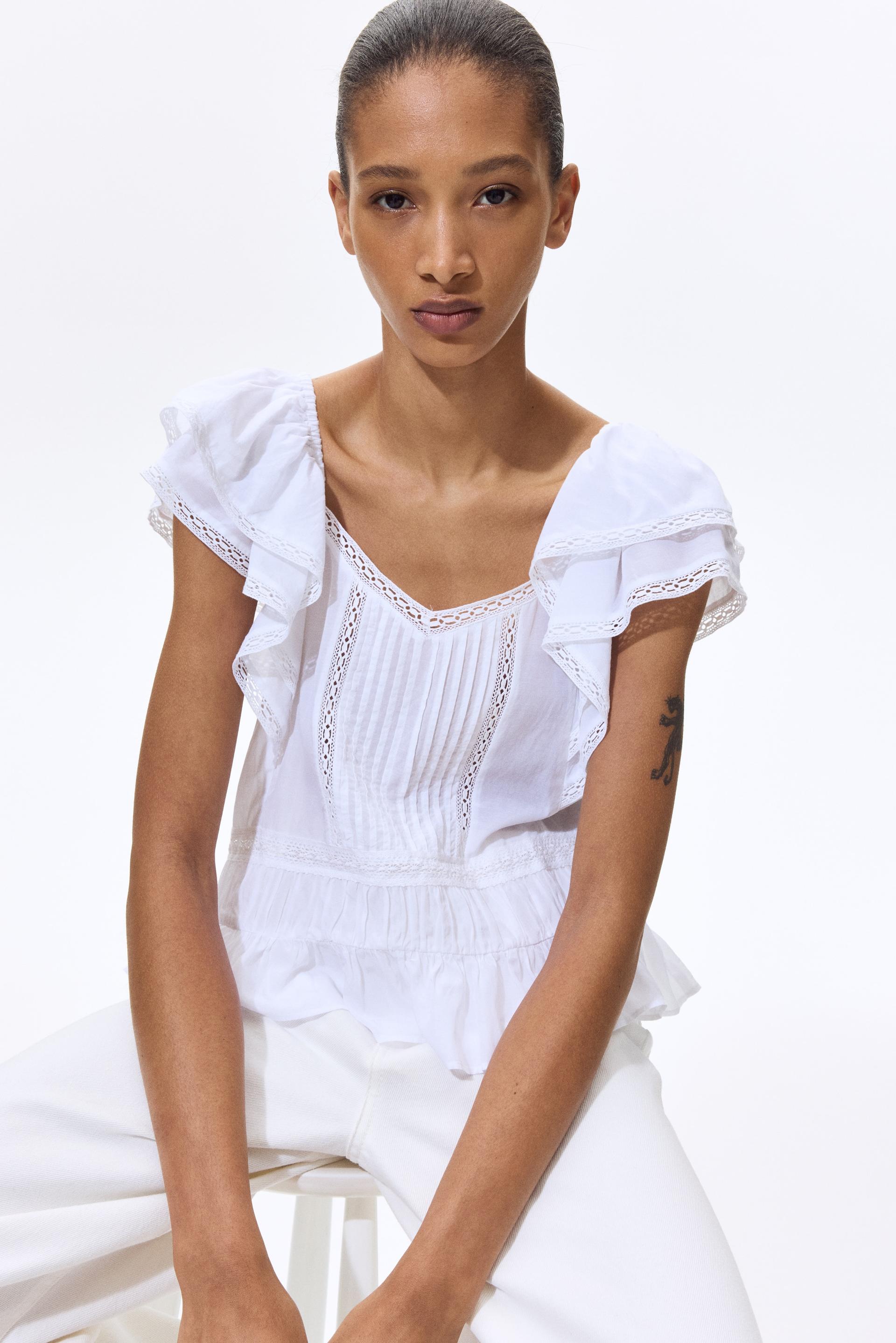 lace-trimmed blouse