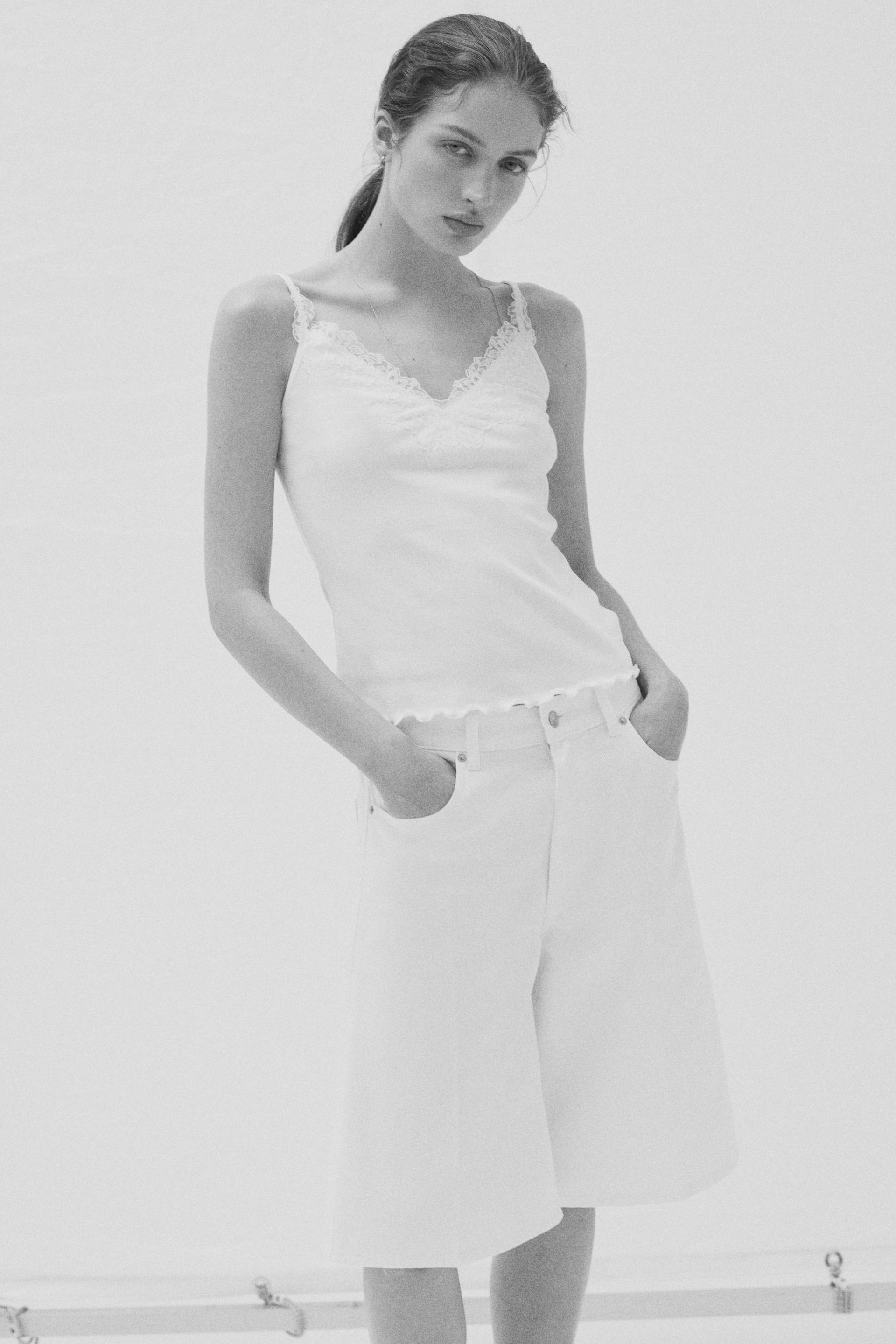 lace-trimmed camisole top