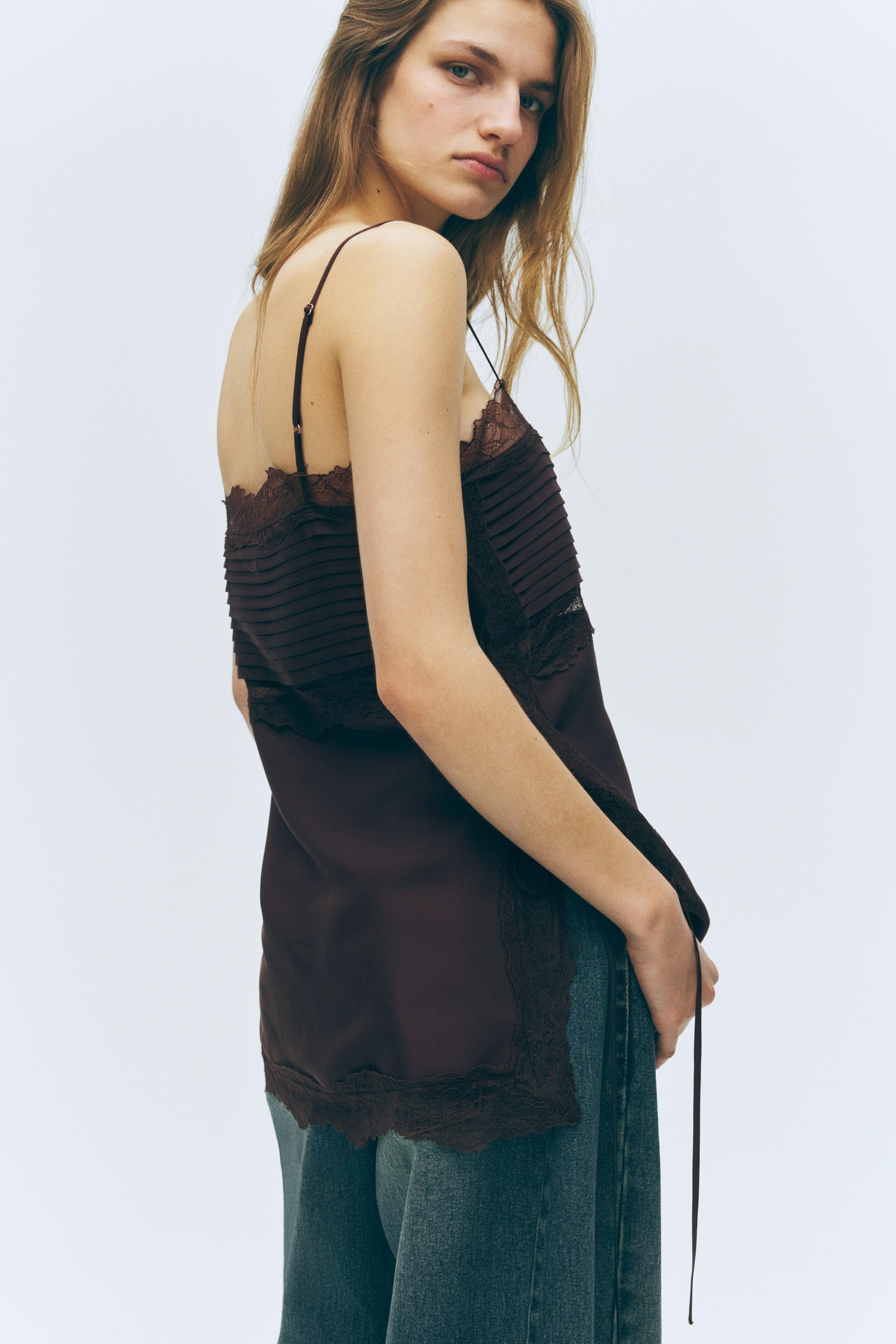 lace-trimmed camisole top