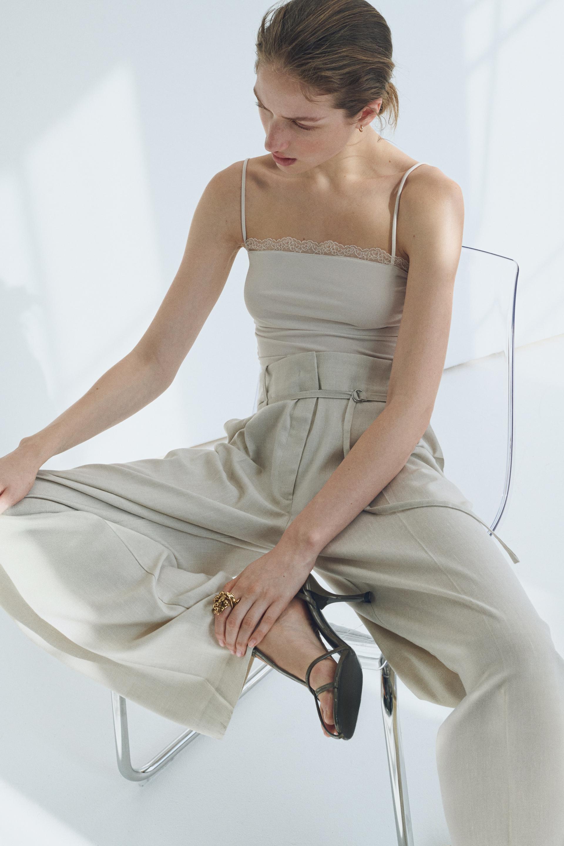 lace-trimmed camisole top