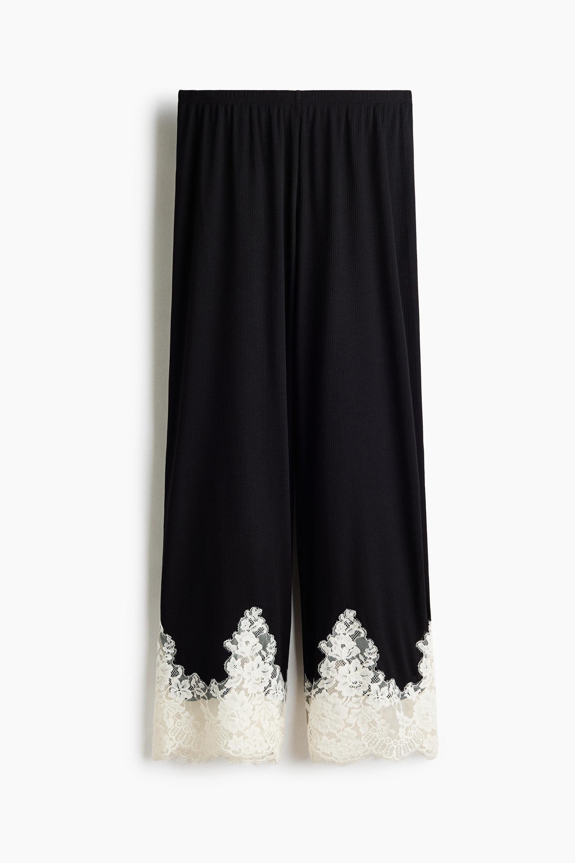 lace-trimmed pajama pants