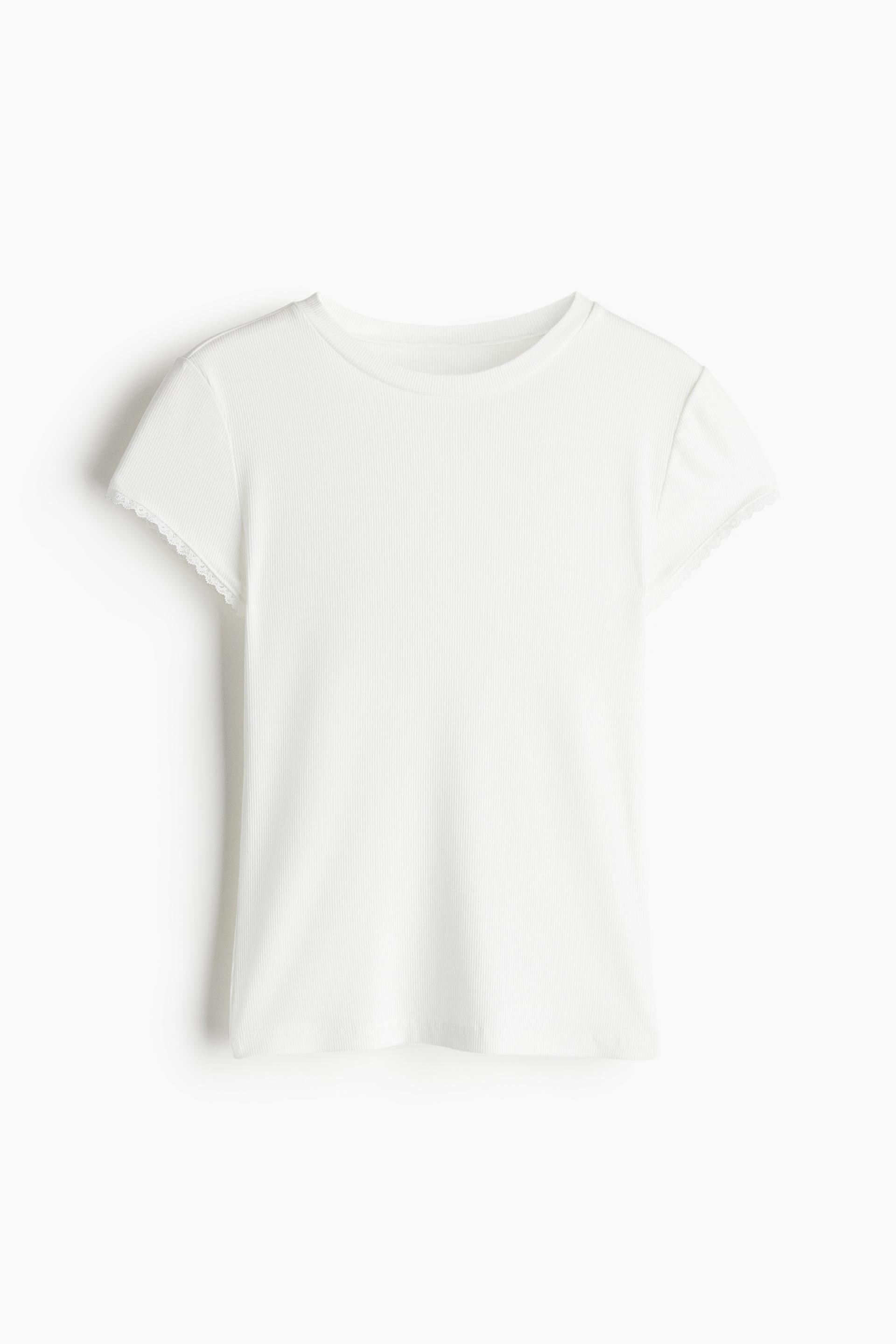 lace-trimmed ribbed t-shirt