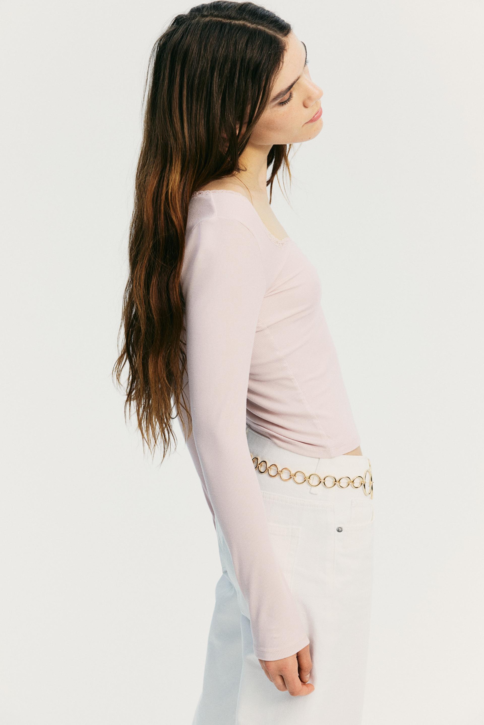 lace-trimmed ribbed top