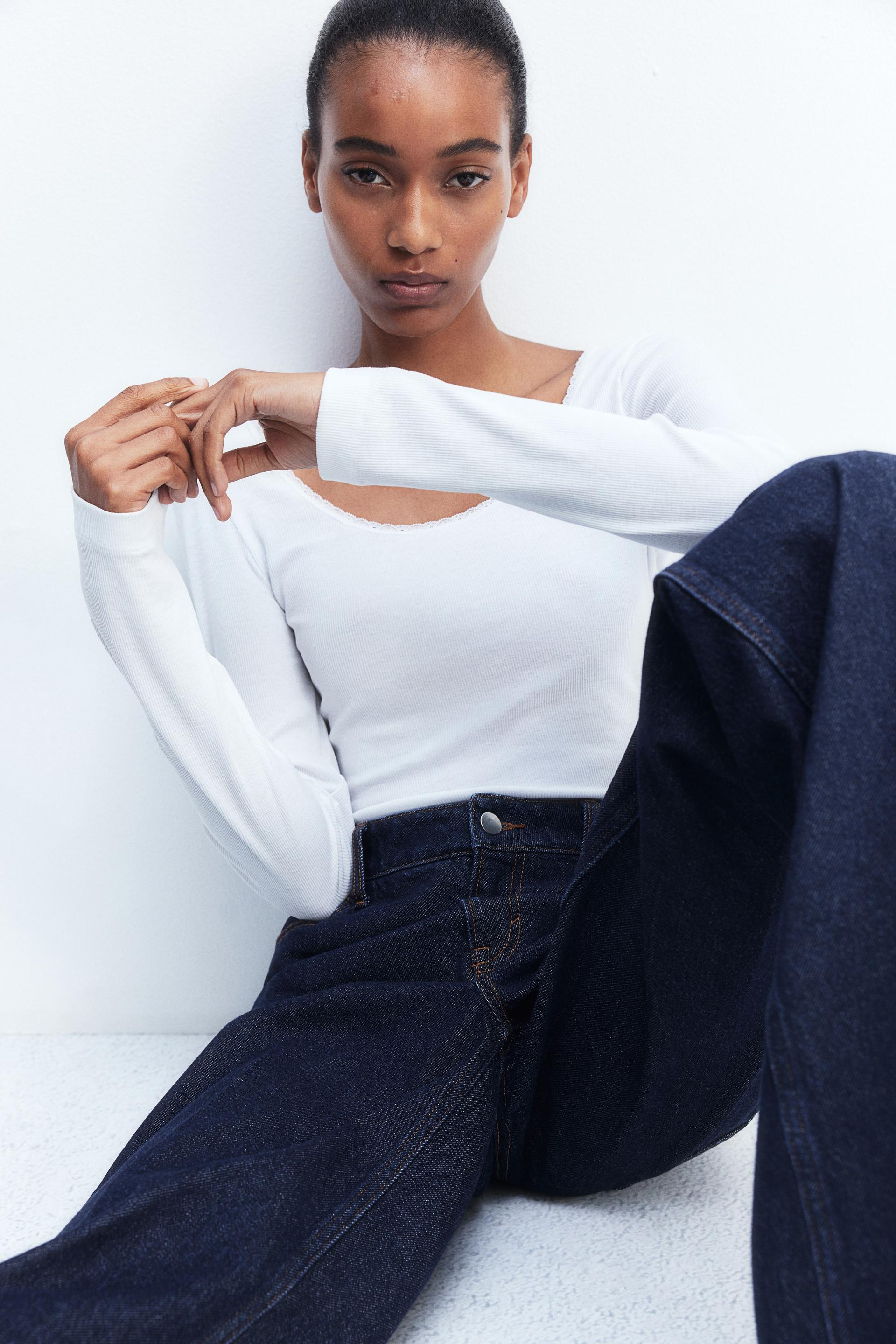 lace-trimmed ribbed top