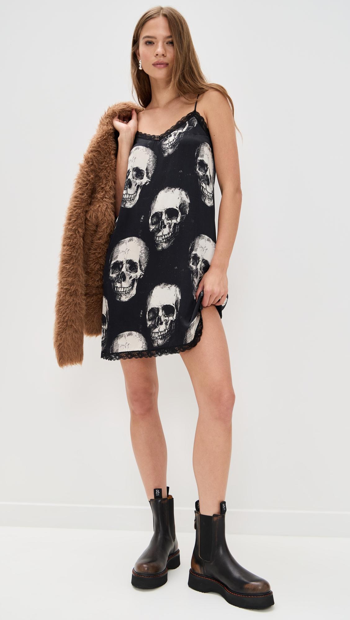 lace trimmed silk slip dress