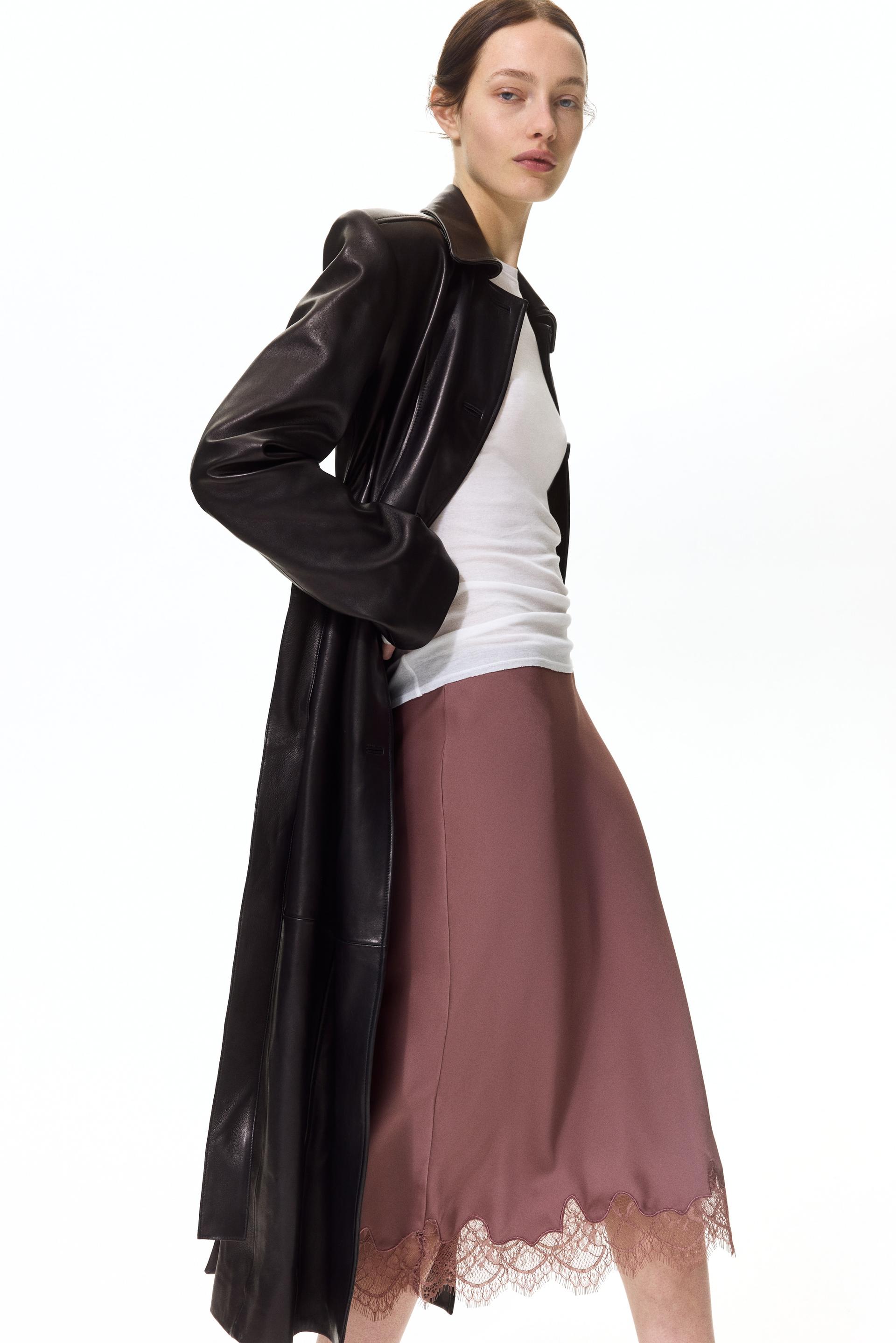lace-trimmed slip skirt