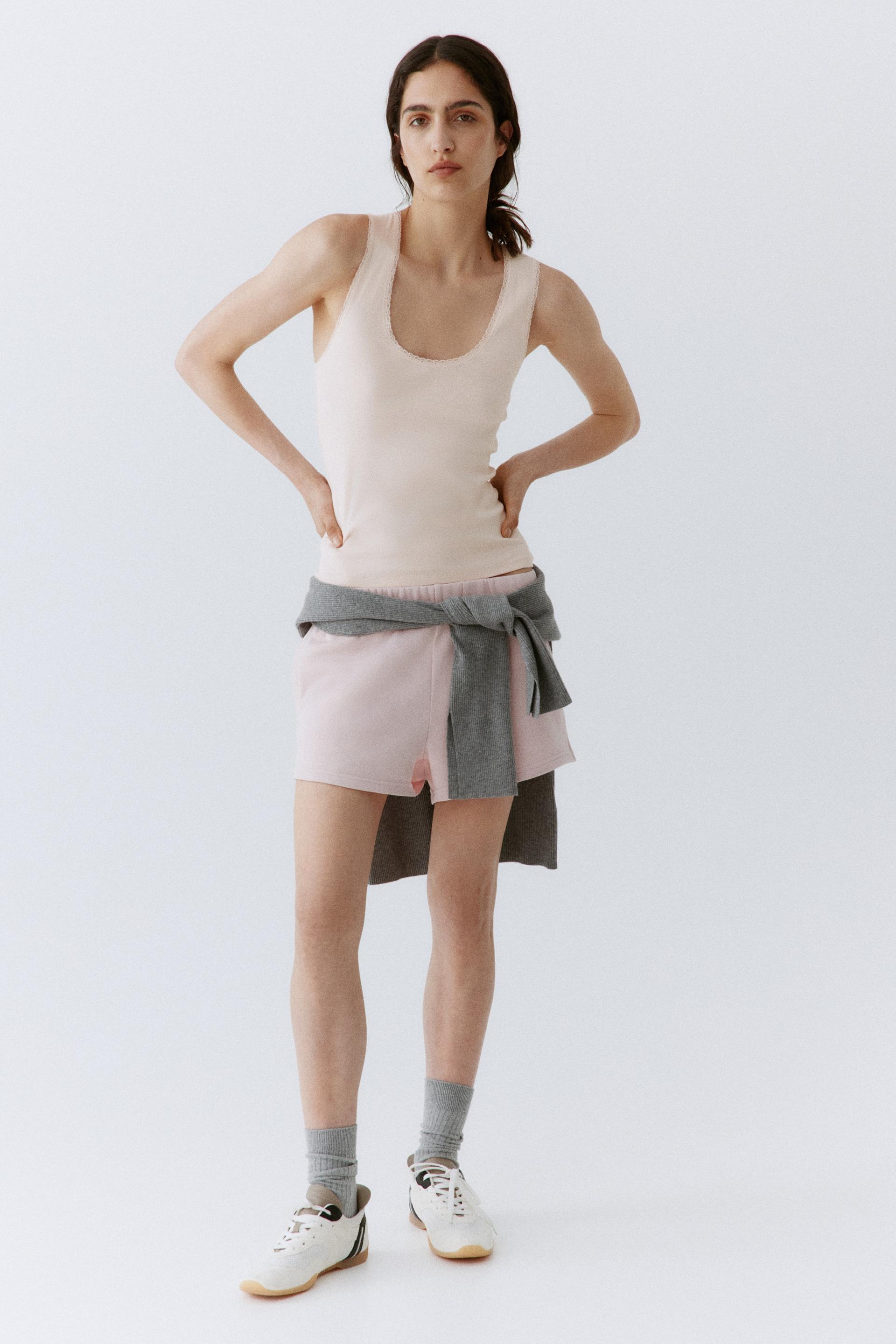 lace-trimmed tank top