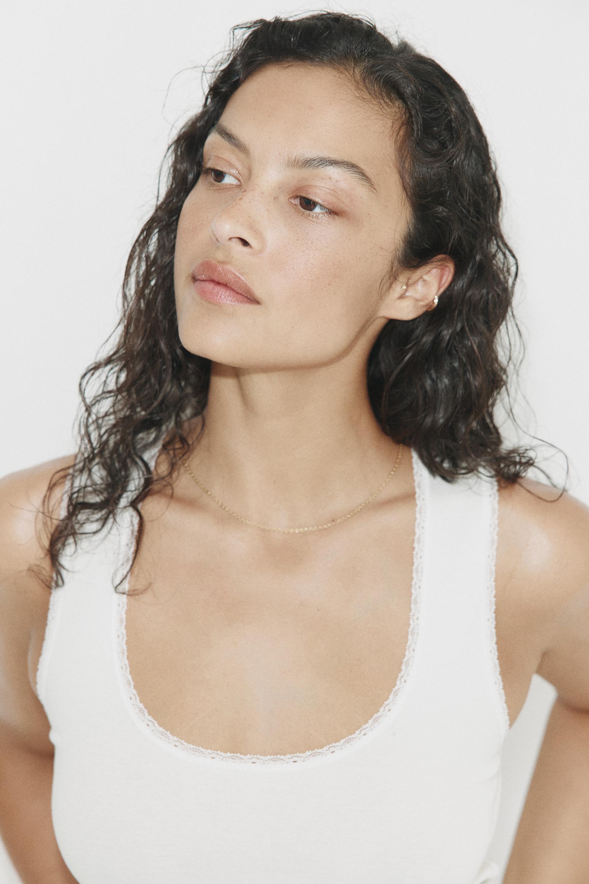 lace-trimmed tank top