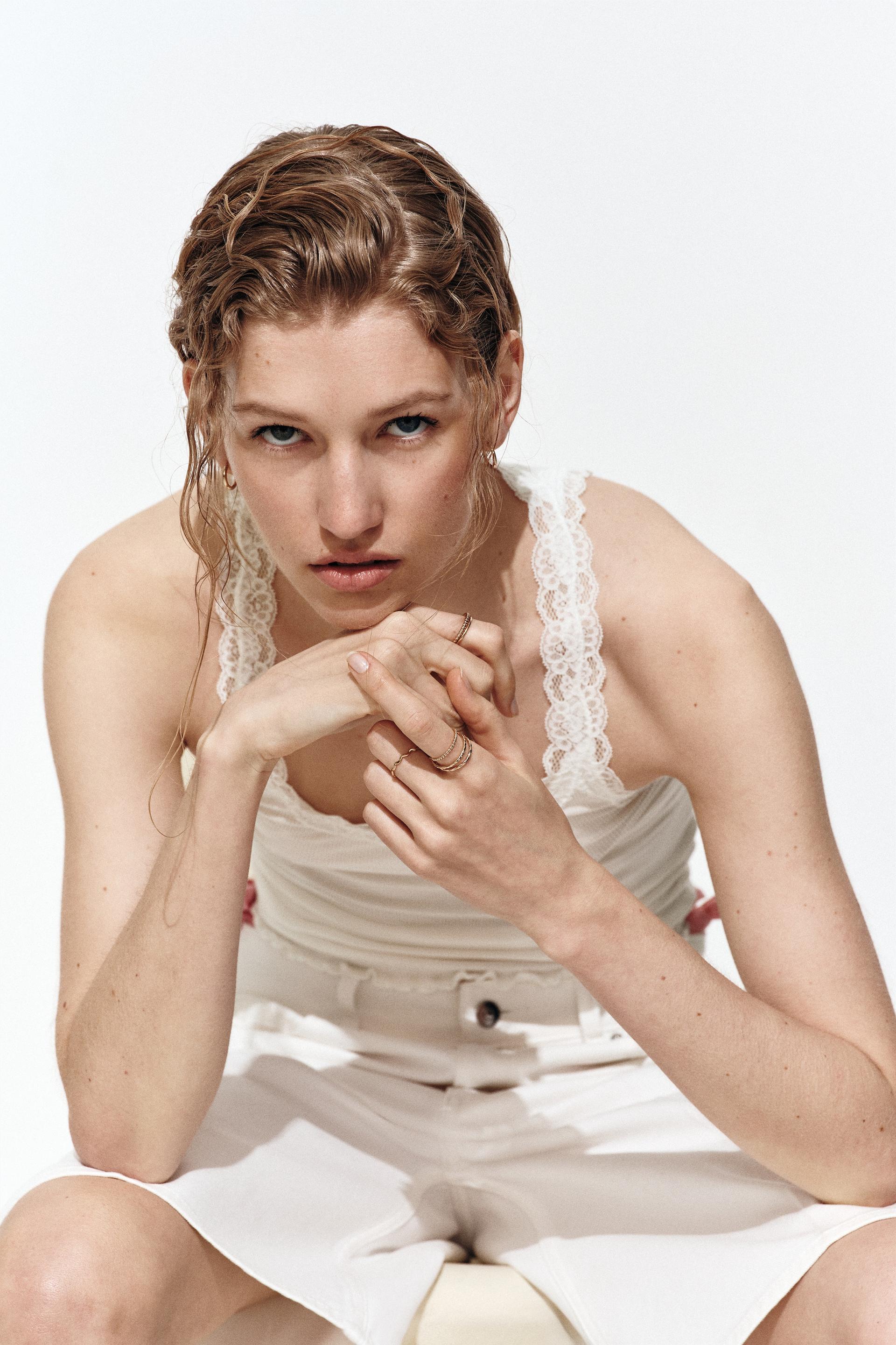 lace-trimmed viscose-blend tank top