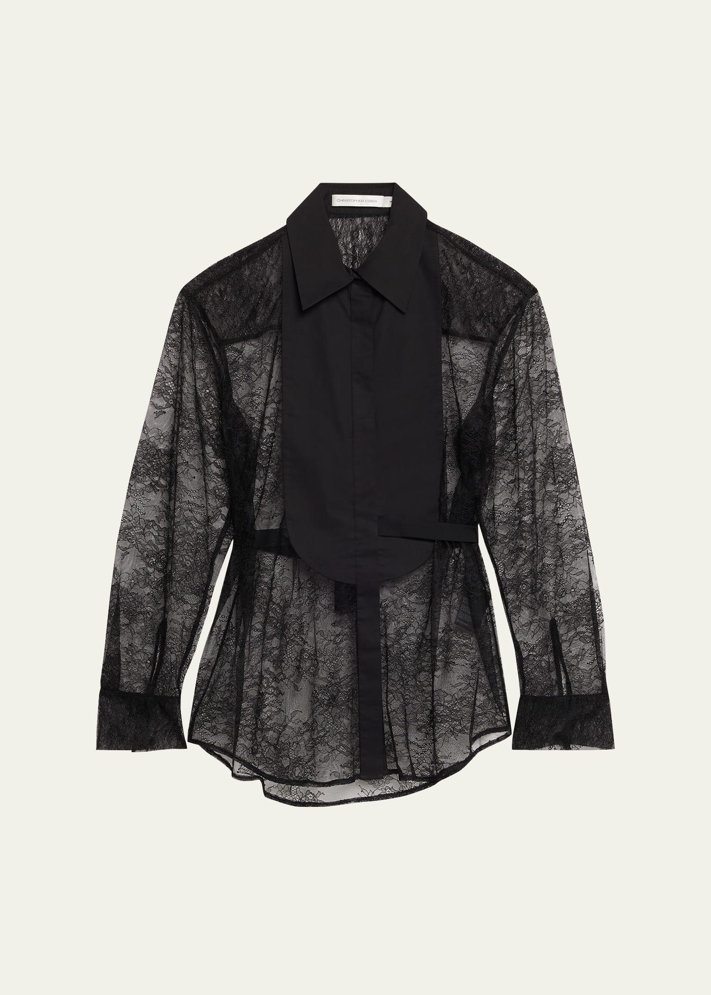 lace tuxedo shirt