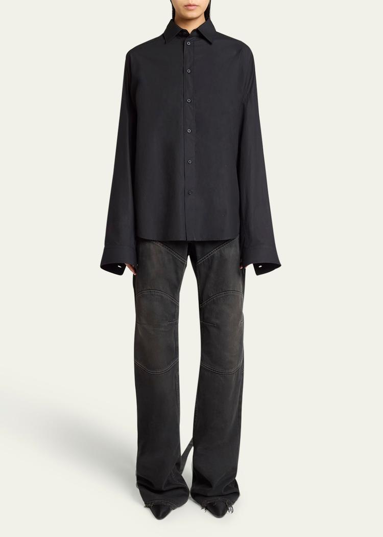 lace-up button-down shirt