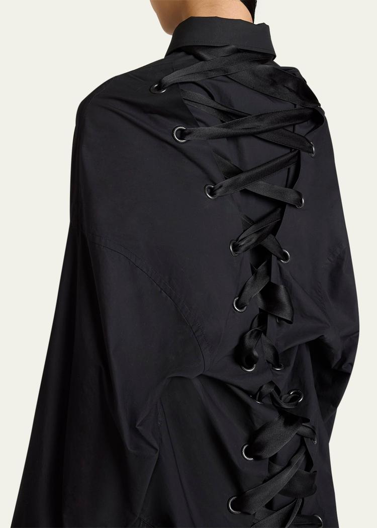 lace-up button-down shirt