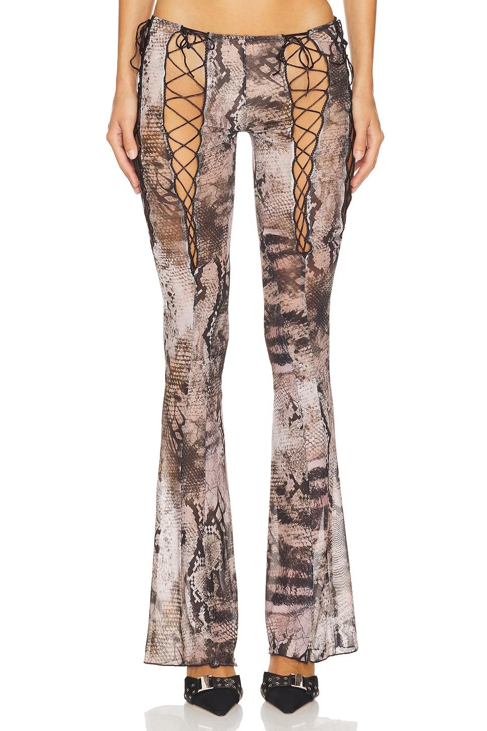 lace up mesh trousers