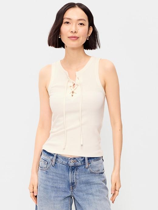 lace-up tank top