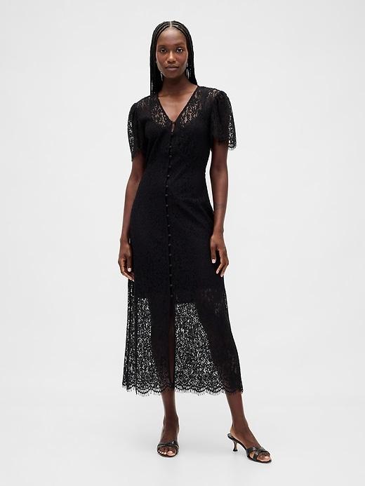 lace v-neck midi dress
