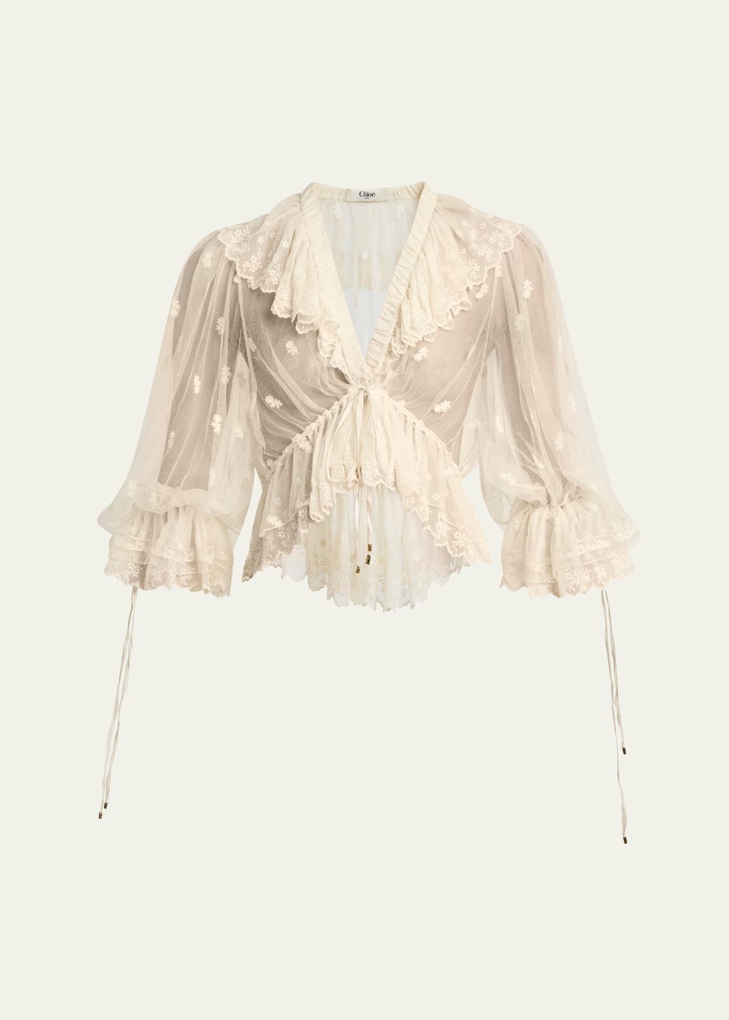 lace v-neck ruffle top