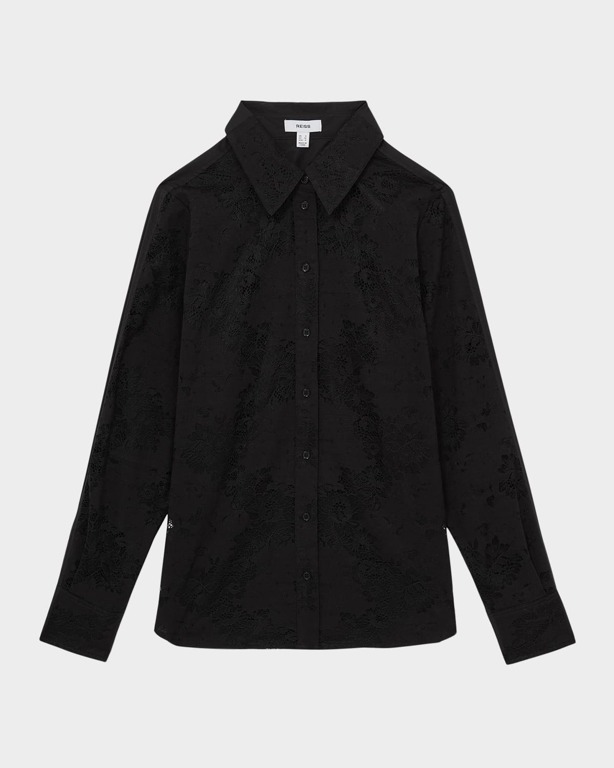 lacey floral lace-front shirt