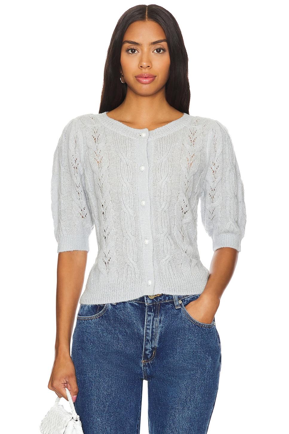 lacey puff sleeve crew cardi