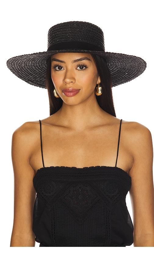 lack of color mira wide boater hat in black.