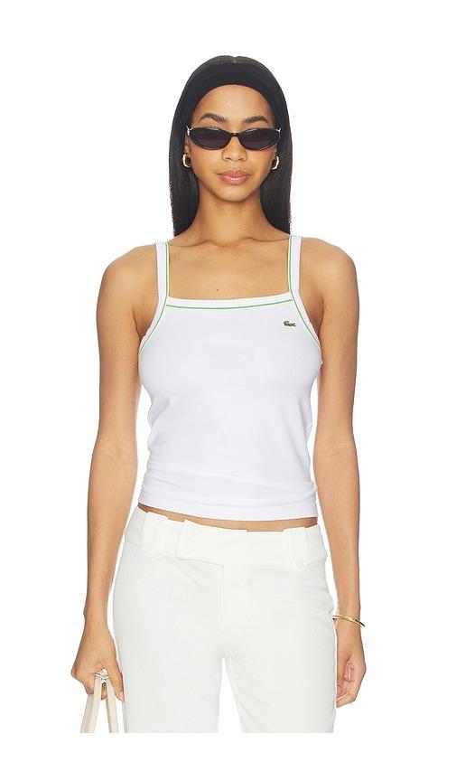 lacoste jersey tank in white.
