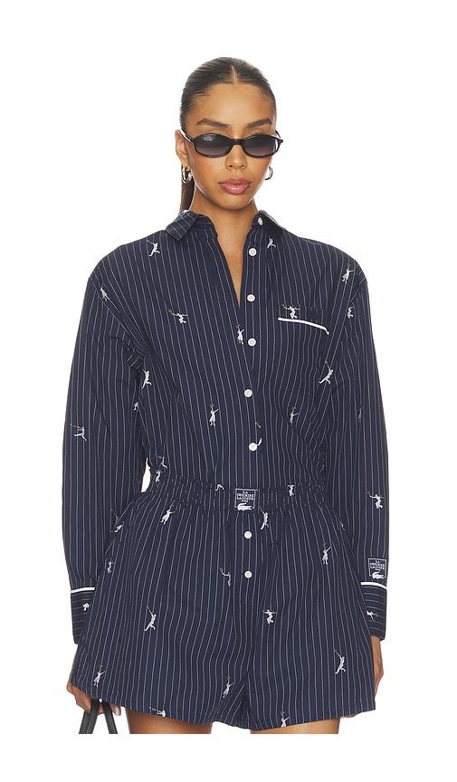 lacoste oversize fit jacquard shirt in navy.