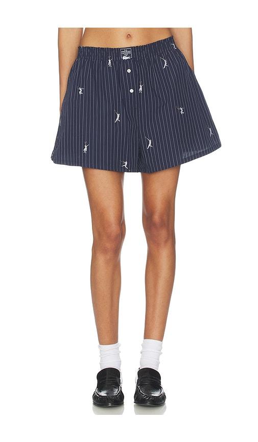 lacoste oversize fit jacquard shorts in navy.
