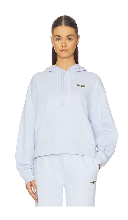 lacoste oversize fit molleton hoodie in baby blue.