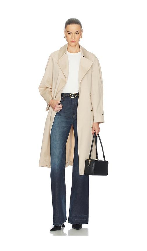 lacoste oversize fit trench in brown.