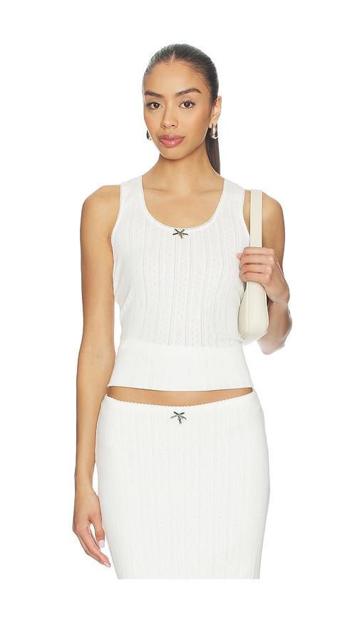 lacoste pointelle tank in white.