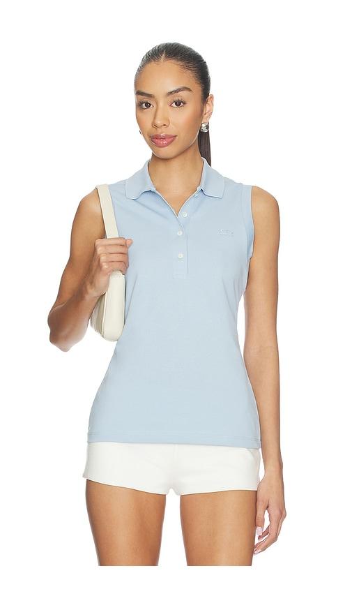 lacoste slim fit mini pique top in blue.