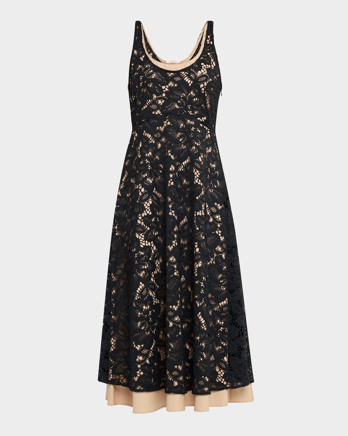 lacy dream sleeveless floral lace midi dress