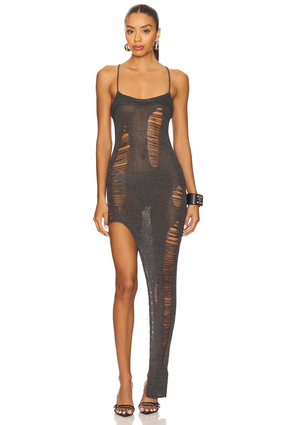 laddered knit bandeau dress