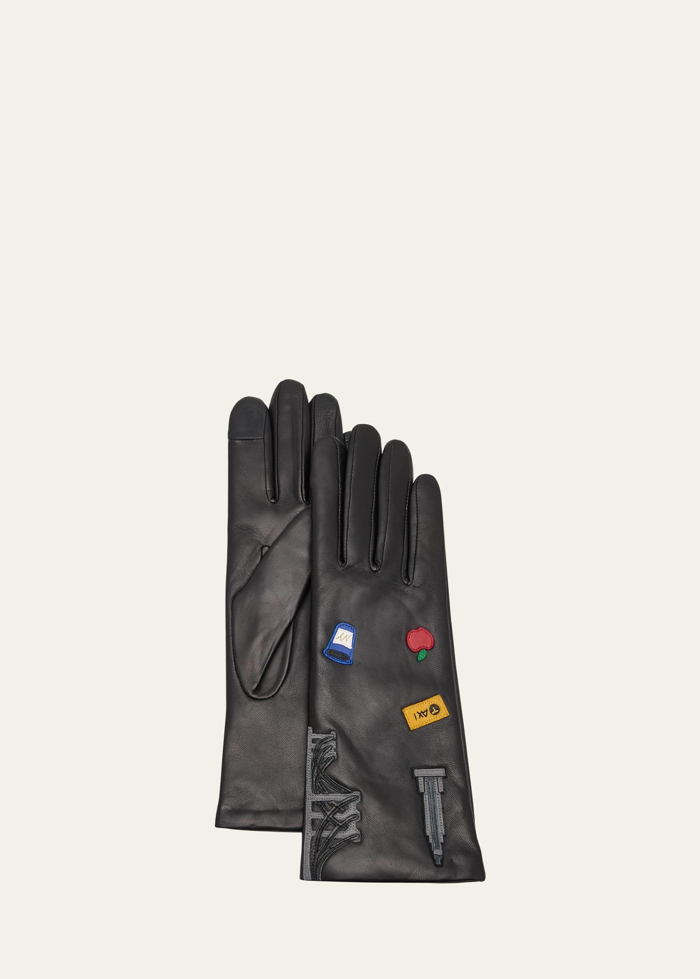 lady nyc patch leather gloves