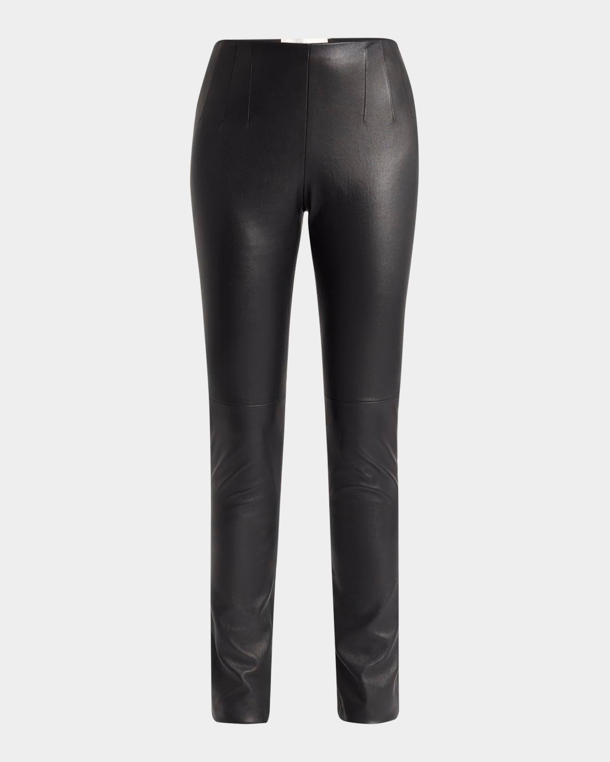 lakun leather skinny-leg slit-hem pants
