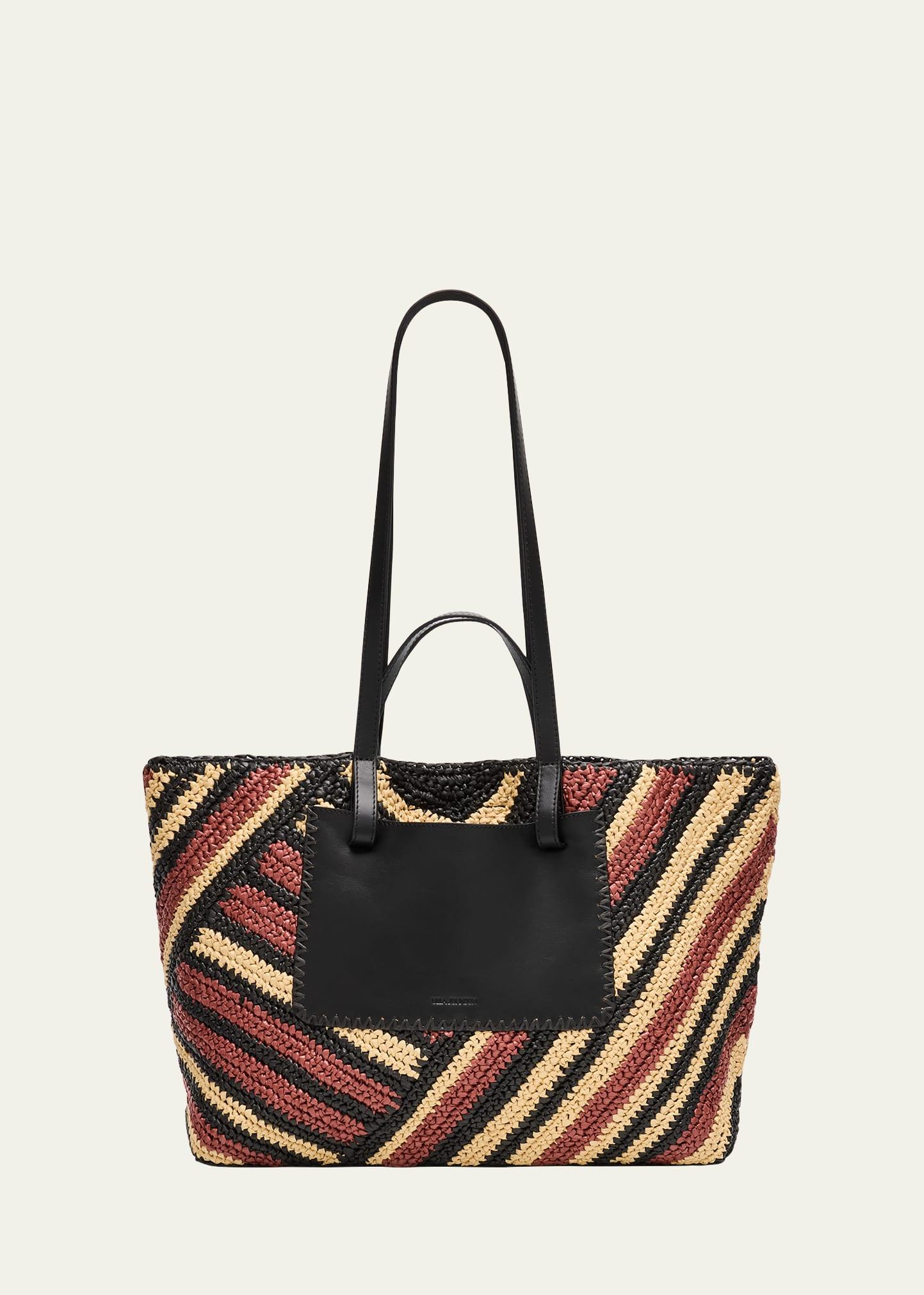 lali large striped raffia tote bag