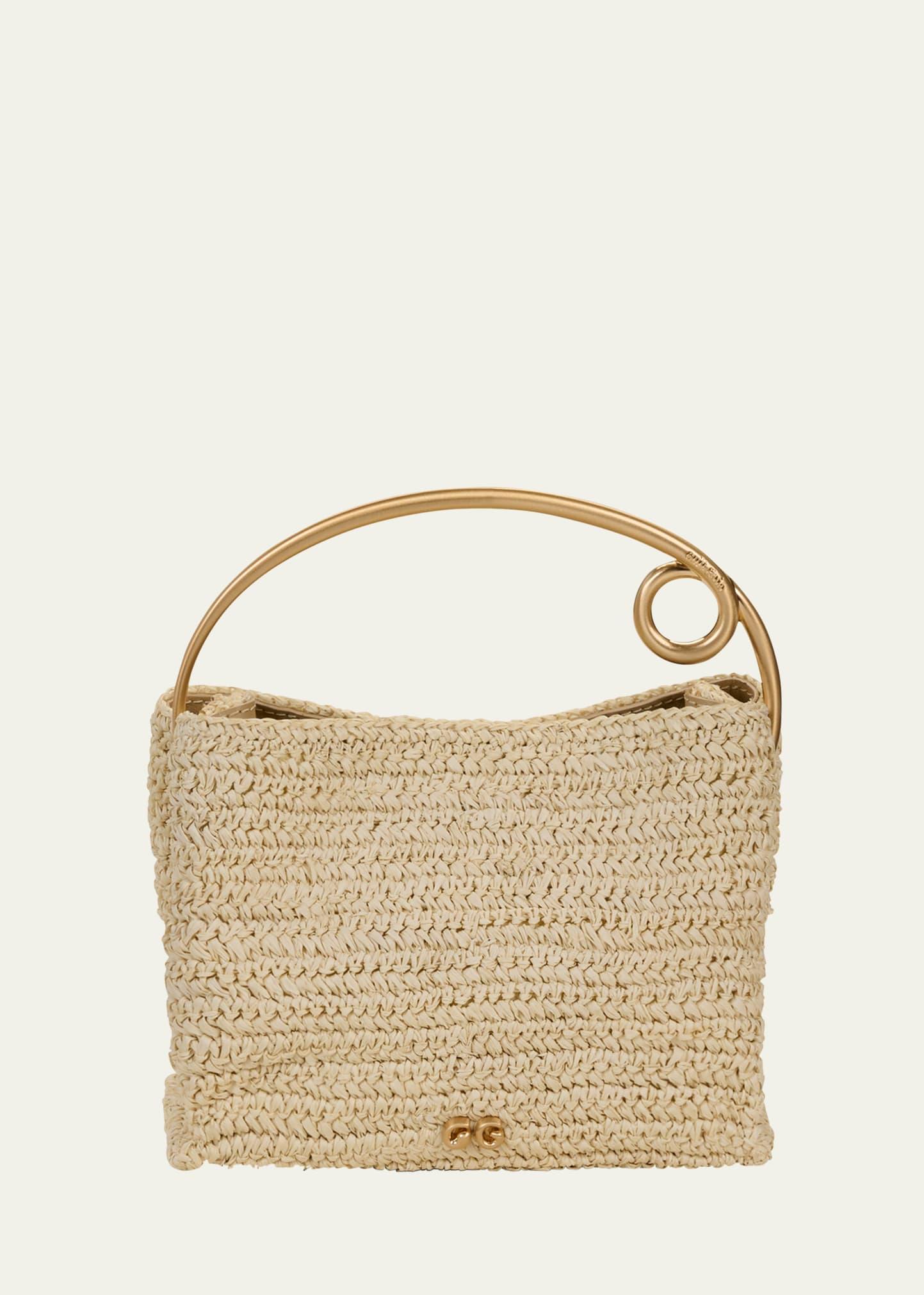 lalli metal raffia top-handle bag