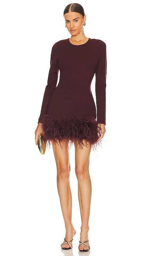 lamarque bahira mini dress in burgundy.