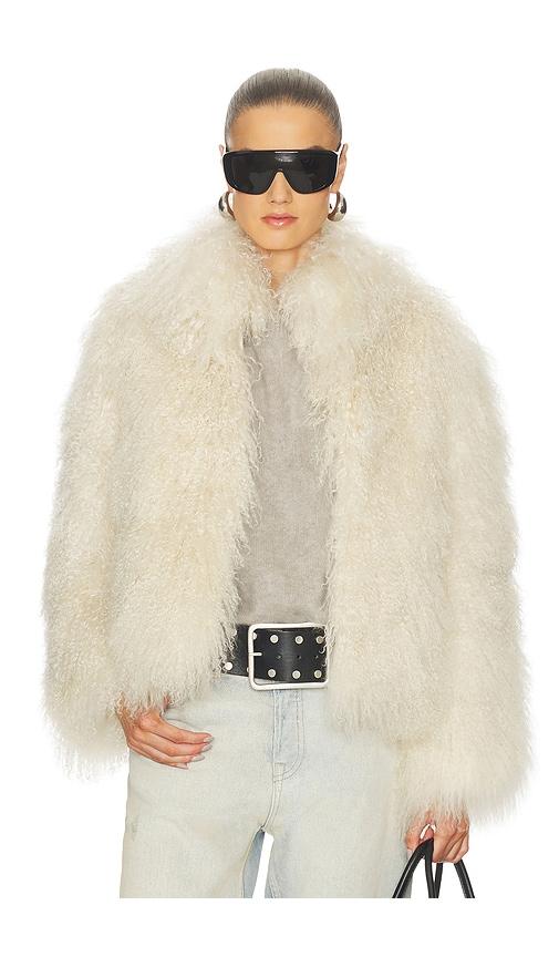 lamarque bianca fur jacket in beige.