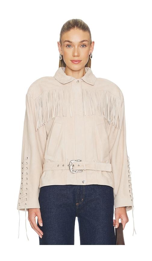 lamarque kyel suede jacket in cream.