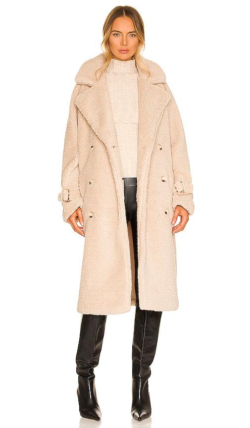 lamarque malani faux fur coat in beige.