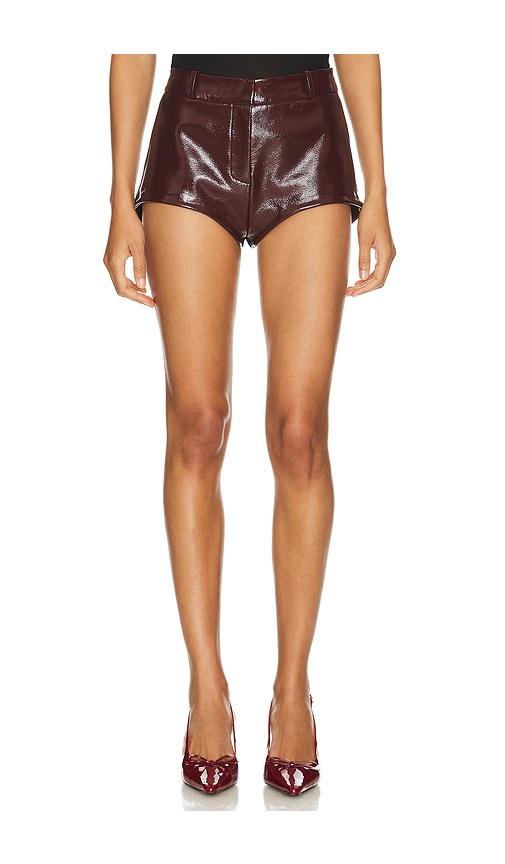 lamarque x revolve annaise hot short in burgundy.